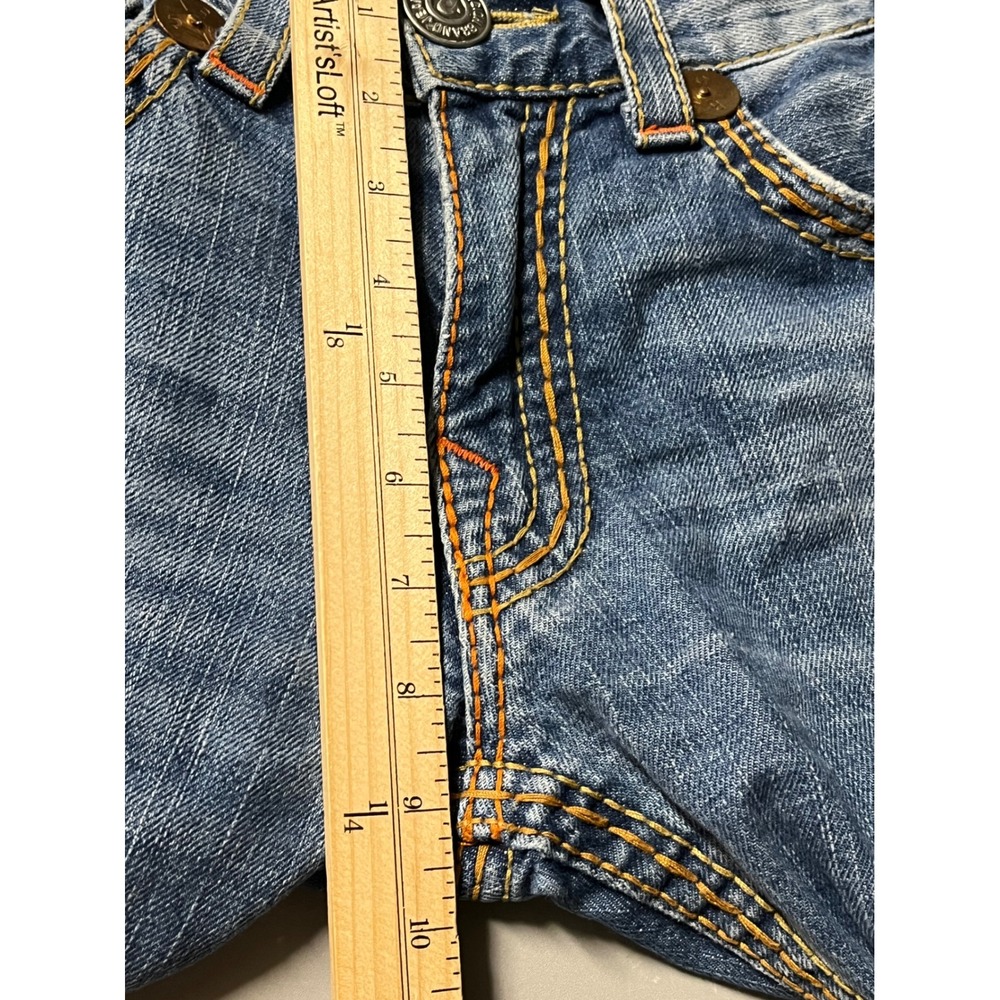 True Religion Billy Super T Mens Blue Straight Leg Jeans Size 32 Thick Stitch - Picture 13 of 15